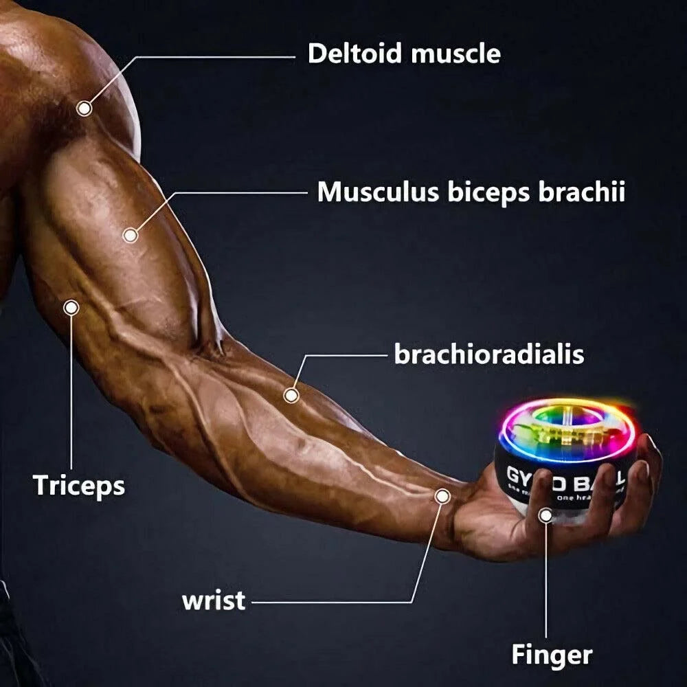 Auto-Start LED Power Gyro Force Wrist Hand Ball Arm Exerciser Relieve Pressure (Without Light)