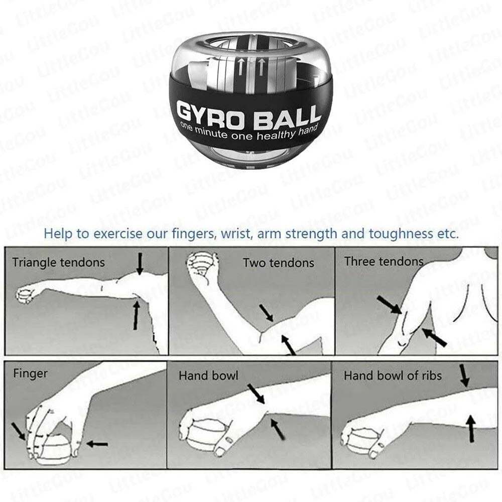 Auto-Start LED Power Gyro Force Wrist Hand Ball Arm Exerciser Relieve Pressure (Without Light)